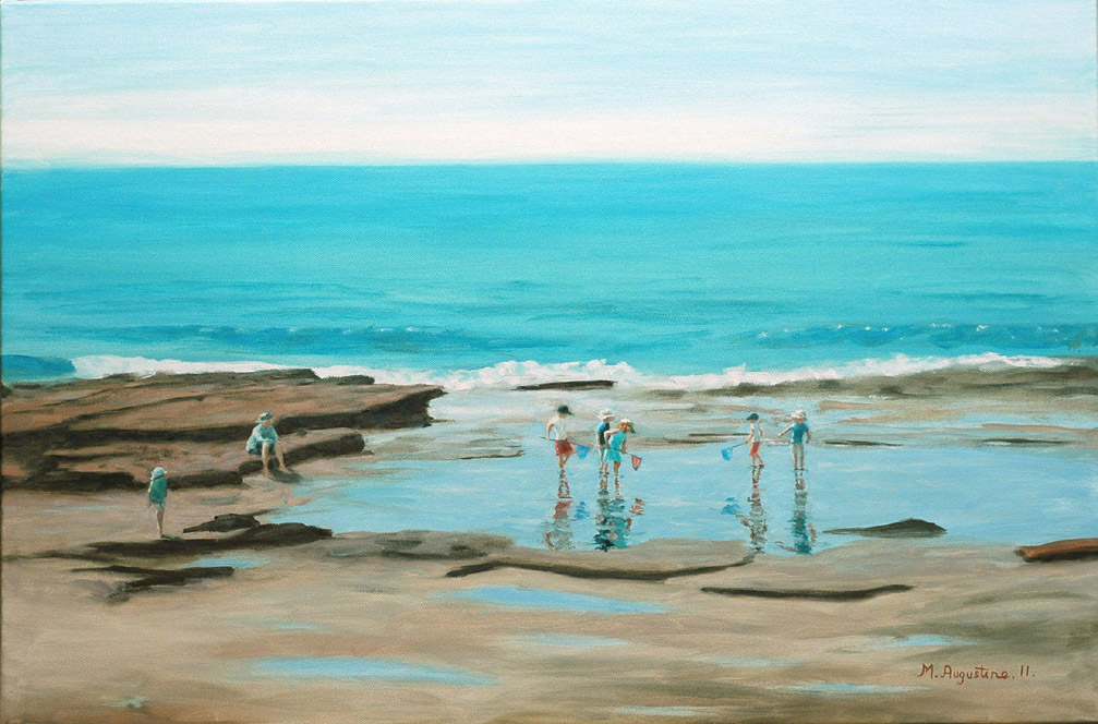 Little fishers on a big pond 50x76cm Sold